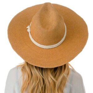 NWT Marcus Adler Dark Tan Marcelle Straw Panama Wide Brimmed Hat
